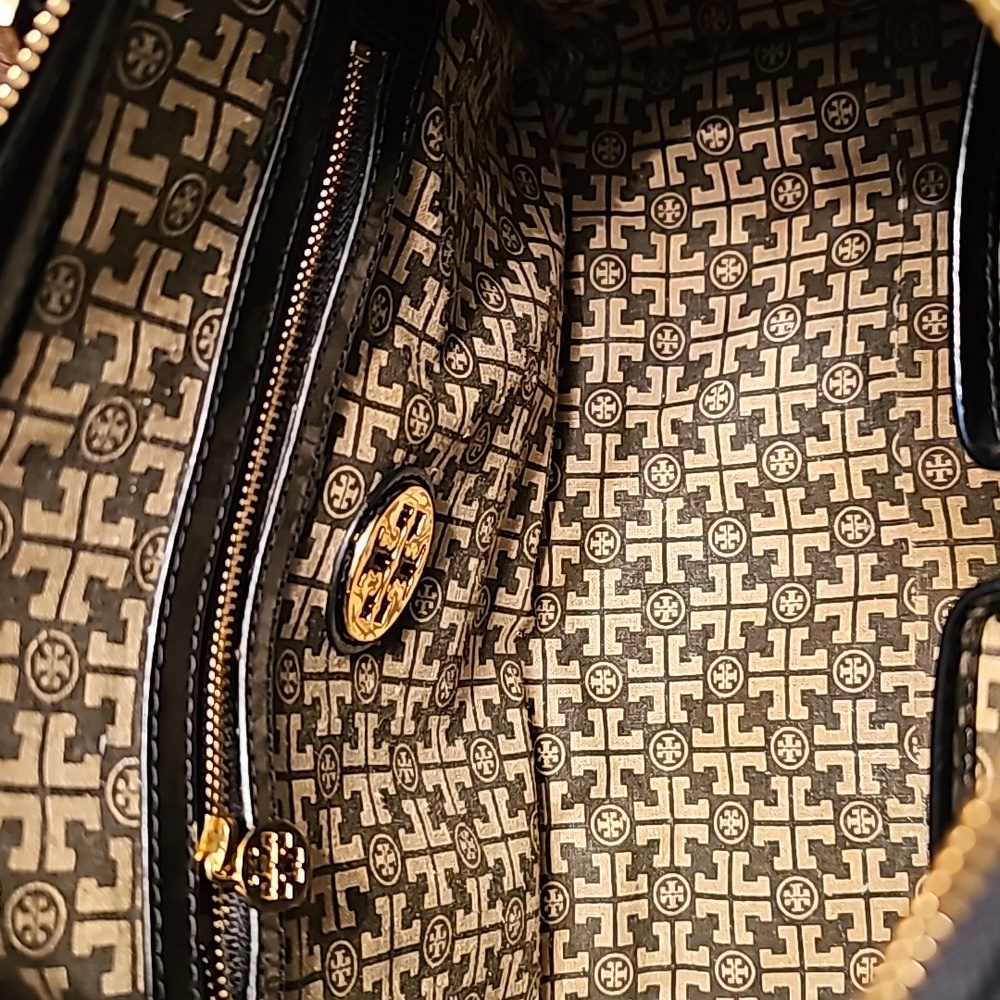 Tory Burch Black Patent Leather Studded Satchel with Gold Hardware - Picture 10 of 13